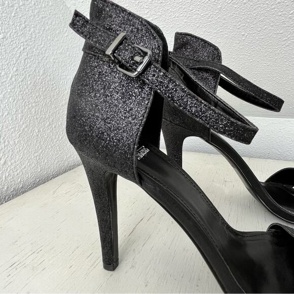 Shiekh black glitter open toe ultra high heel ankle strap 10 - Picture 5 of 12